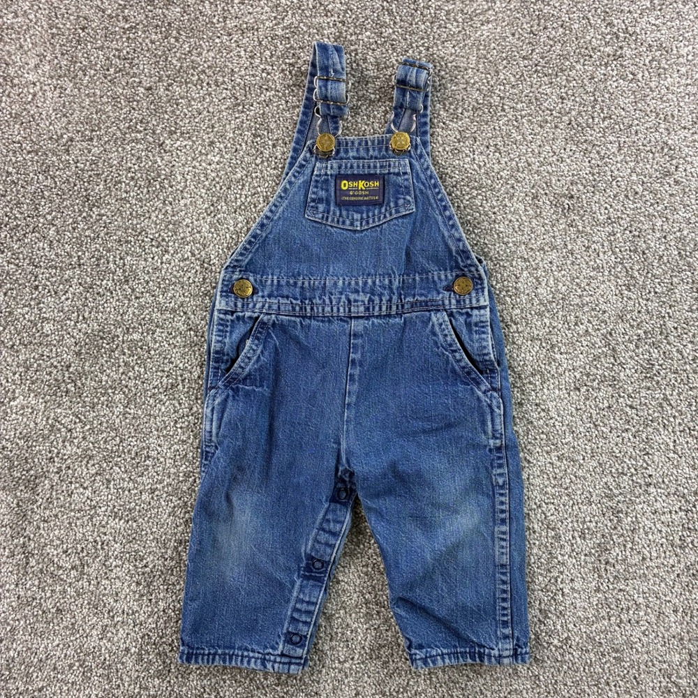 Vintage OshKosh B'gosh Overalls Kids 12M Blue Cotton Denim USA Workwear
